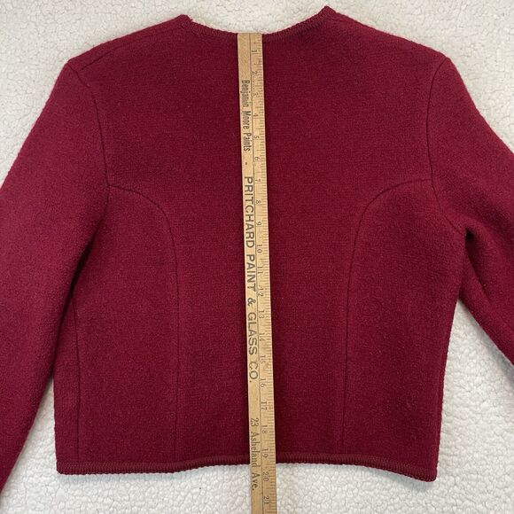 Vintage Richman Bros Cardigan Sweater Womens 9/10 Red 100% Wool Silver Button - Picture 5 of 6